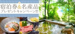 【5月１日締切】旅館100選ペア宿泊券＆名産品プレゼント　アンケート回答者の中から抽選で36人に